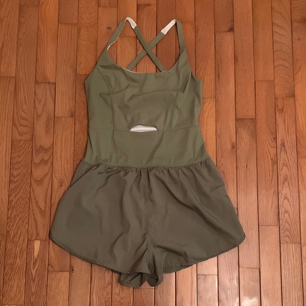Chic Activewear Sleeveless Romper (Olive Green)